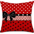 thumbnail image 1 of Valentines Day Bow Decor Pillow Cover 18x18 Inch Red Black Love Heart Polka Dot Festival Decoration Throw Pillow Covers Holiday Home Decorative Cushion Case for Couch, 1 of 6