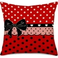 thumbnail image 1 of Valentines Day Bow Decor Pillow Cover 20x20 Inch Red Black Love Heart Polka Dot Festival Decoration Throw Pillow Covers Holiday Home Decorative Cushion Case for Couch, 1 of 6
