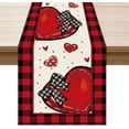 thumbnail image 1 of Valentines Day Buffalo Plaid Bow Red Love Hearts Cloth Table Runner Burlap Table Decoration for Home Kitchen Dining Dinner Indoor Holiday Farmhouse Decor 13x48 Inch, 1 of 6