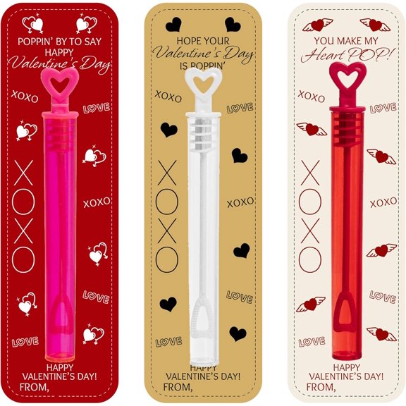 Valentines Day Card with Bubble Wands Party Favors, Valentine's Day Classroom Mini Bubble Wands Valentine Cards Exchange Gifts$$Home Decor, Kitchen, & Other