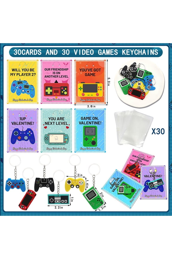 Valentines Day Cards For Kids 30 Pack Keychain Kids Valentines Cards Valentines Day Gifts Toys