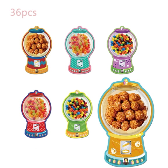Valentines Day Cards for Classroom Exchange with Bubble Gum Machine Design and Round Adhesive Shaker Pouches - School Party Favors for