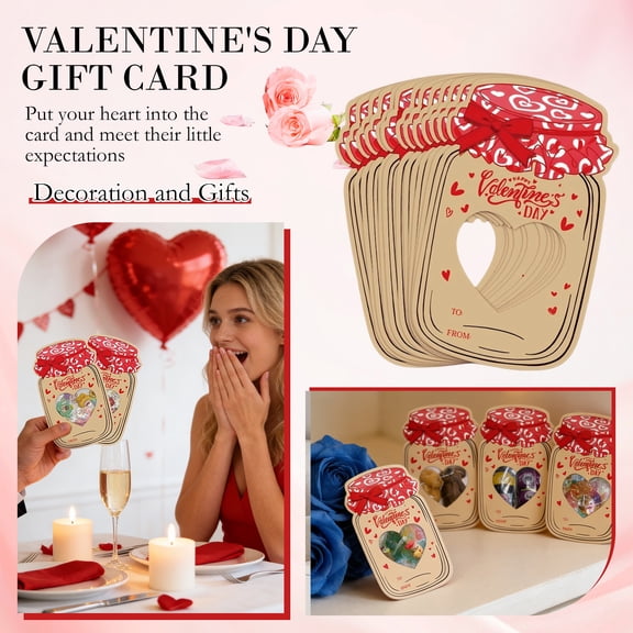 Valentines Day Cards for Kids School 30 Pack Candy Jar Valentine Card Set with Treat Bags Classroom Exchange Gift for School Exchange Party Favors