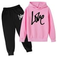 thumbnail image 1 of Xijirk Valentines Day Children Hoodie Pullover Set Popular Printed Long Sleeve Sweatshirt Casual Outwear Letter Print Loungewear Play Set,Pink,11-12 Years, 1 of 2