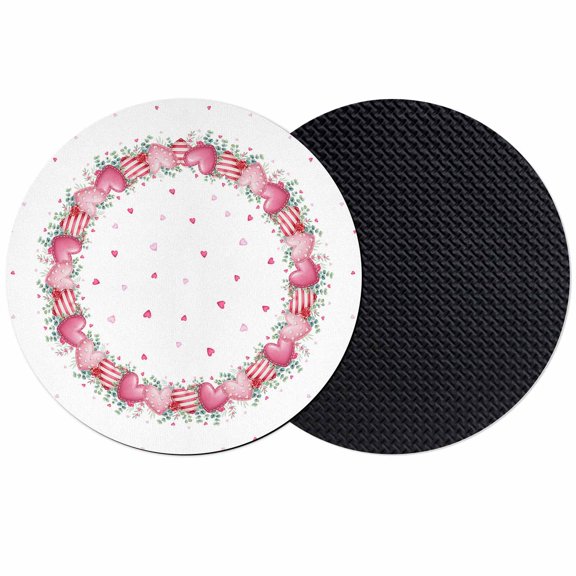 Valentines Day Coasters Set of 2, Absorbent Coasters for Drinks, Spring Love Heart Eucalyptus Leaves Coaster for Desk Coffee Table Protection, Home Decor House Warming Gifts 4"