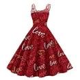 thumbnail image 1 of Valentines Day Cocktail Women's Dress Vintage Sleeveless Heart Print Swing A Line Dress Red XL, 1 of 4