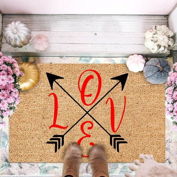 Valentines Day Coco Coir Door Mat Valentines Welcome Door Mats Front Door Outdoor Entry Valentine’s Day Love Heart Doormat Home Non Slip Doormat Indoor Anniversary Valentine's Day Decorations