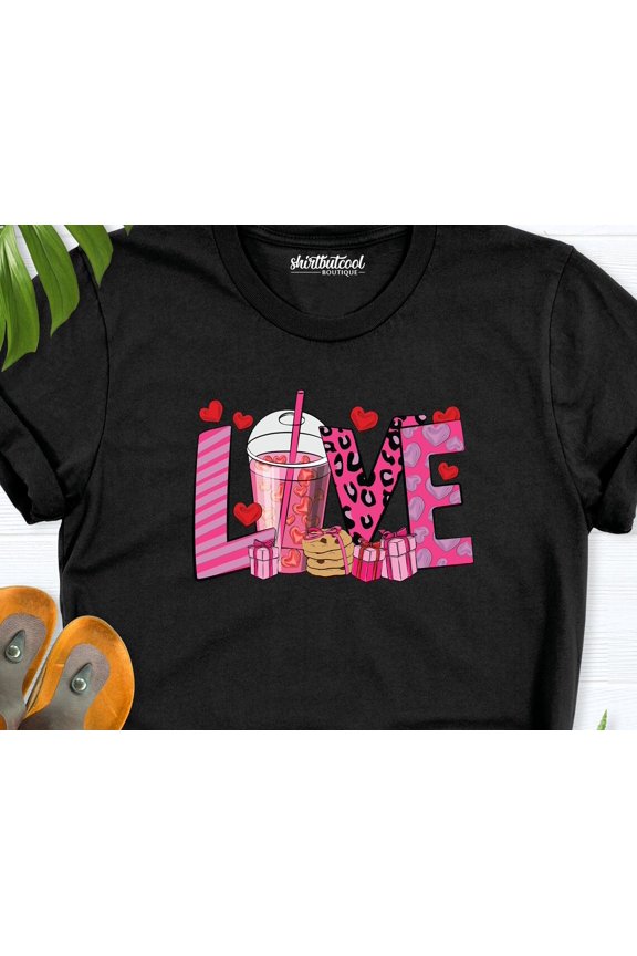 Valentines Day Coffee Love Shirt, Heart Shirt, Valentines Day Tees, Love Shirt, Heart Love Valentine Shirt, Girlfriend Shirt,Women Valentine TSHIRT All Size S-5XL