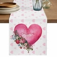 thumbnail image 1 of Valentines Day Cotton Linen Table Runner for Dining Kitchen, Pink Love Hearts Roses Floral Farmhouse Wedding Outdoor Party Tablerunners, Dresser Scarf Coffee Tablecloth Runners 13x108 Inches, 1 of 8