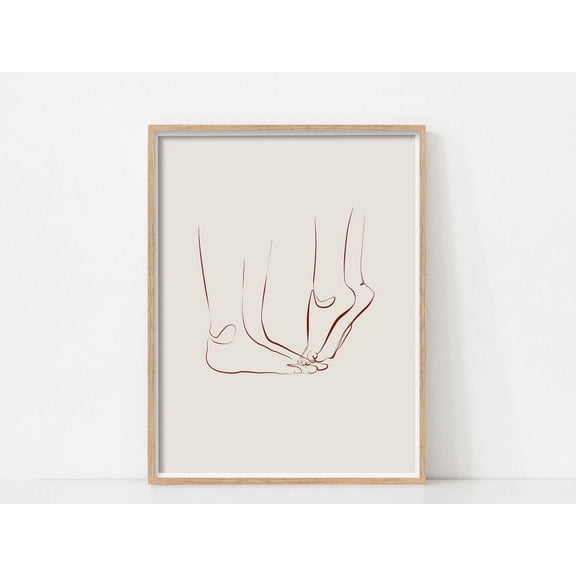 Valentines Day Couple Wall Art Minimalist Posternewly Married Line Drawing Decor Poster, Stretched Canvas Size 12x18