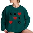thumbnail image 1 of Valentines Day Crewneck Sweatshirts Women Long Sleeve Heart Pullover Shirts Crewneck Casual Fashion Outfits, XL Green, 1 of 5