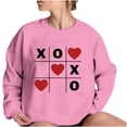 thumbnail image 1 of Valentines Day Crewneck Sweatshirts Women Long Sleeve Heart Pullover Shirts Crewneck Casual Fashion Outfits, XL Pink, 1 of 5