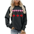 thumbnail image 1 of Valentines Day Crewneck Sweatshirts Womens Cute Valentine Sweater Pullover Long Sleeve Heart Bow Holiday Outfits, 2XL Dark Gray, 1 of 5