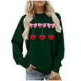 thumbnail image 1 of Valentines Day Crewneck Sweatshirts Womens Cute Valentine Sweater Pullover Long Sleeve Heart Bow Holiday Outfits, 2XL Green, 1 of 5