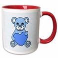 thumbnail image 1 of 3drose, Valentines Day Cute Blue Teddy Bear Holding Heart, 15oz Two-tone Red Mug, 1 of 6