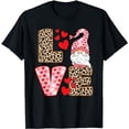 thumbnail image 1 of Valentines Day Cute Love Heart Gnome Leopard Cheetah Print T-Shirt, 1 of 5