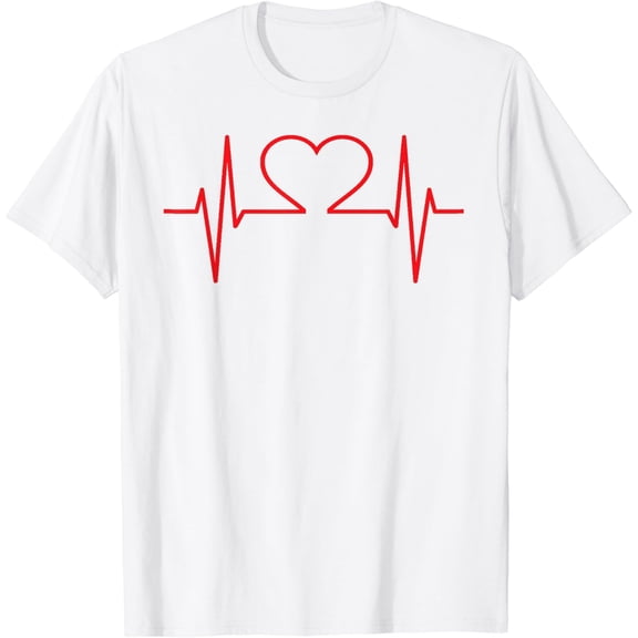 Valentines Day Cute Shirt Red Heart EKG Heartbeat Gift Tee T-Shirt100% cotton