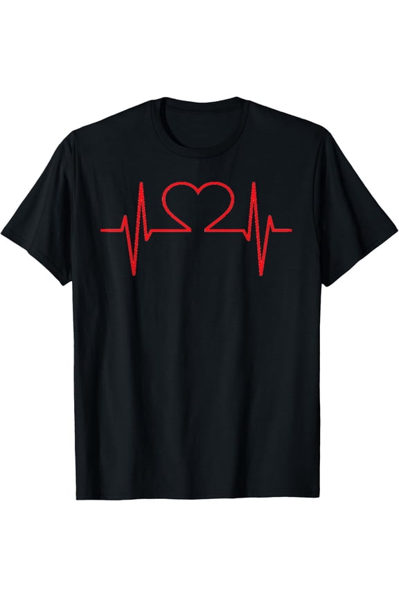 Valentines Day Cute Shirt Red Heart EKG Heartbeat Gift Tee T-Shirt