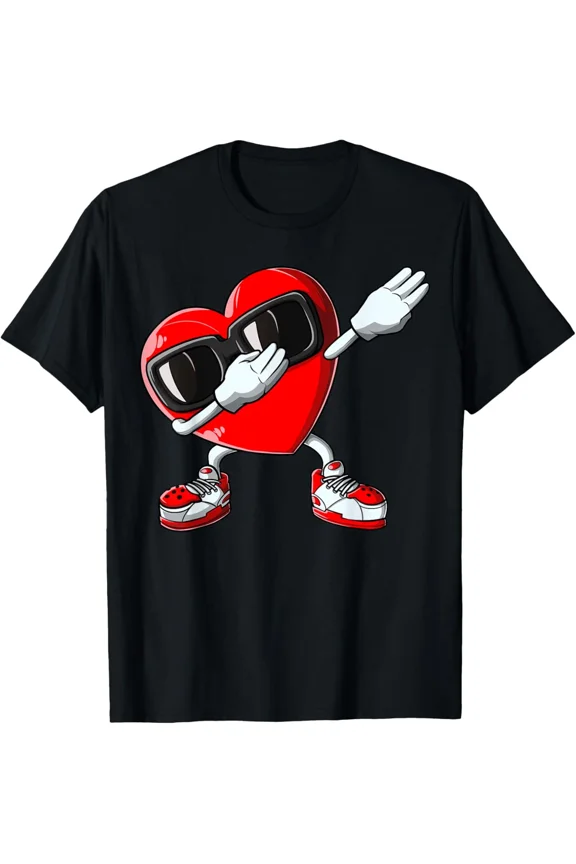 Valentines Day Dabbing Heart Love Dance Funny Cute Graphic Gift Top Unisex T-Shirt