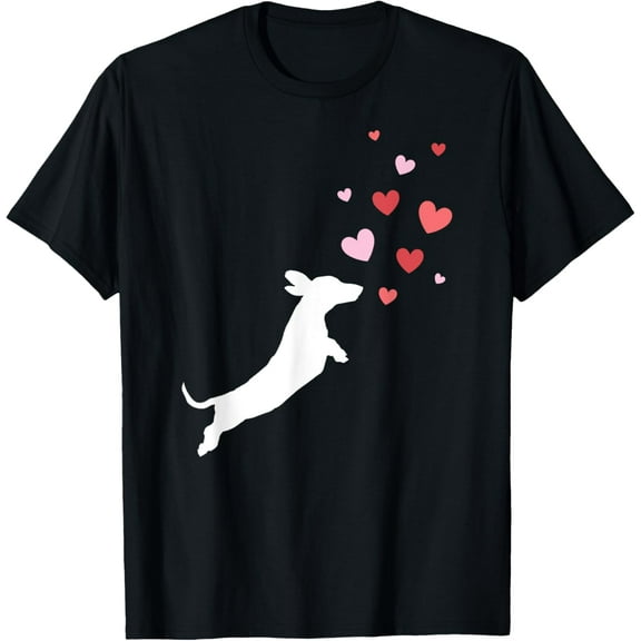 Valentines Day - Dachshund Chasing Hearts T-Shirt