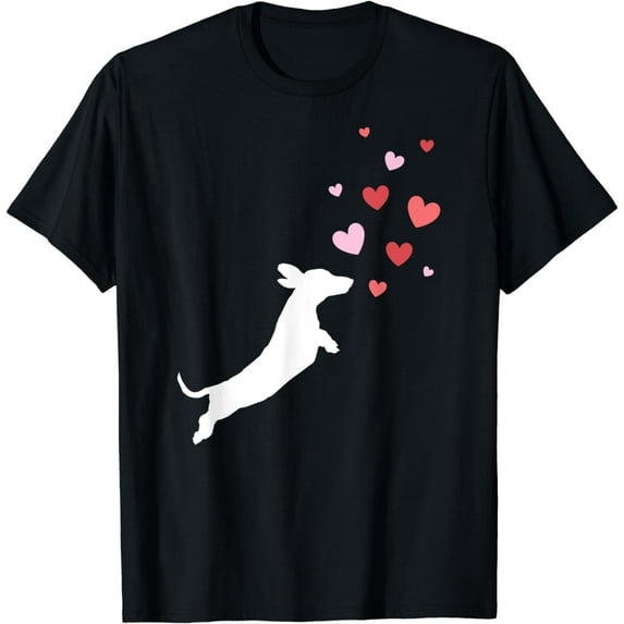 Valentines Day - Dachshund Chasing Hearts T-Shirt