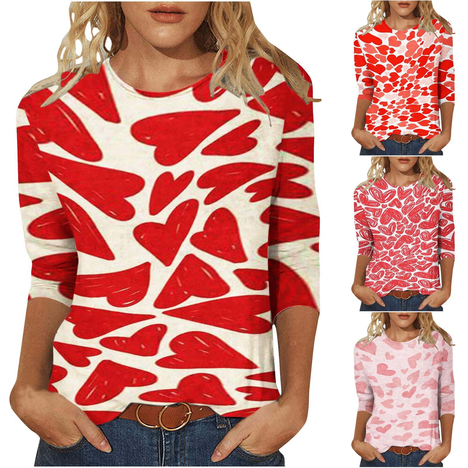 Valentines Day Deals AKAFMK Long Sleeve Shirts for Women,Plus Size Tops ...