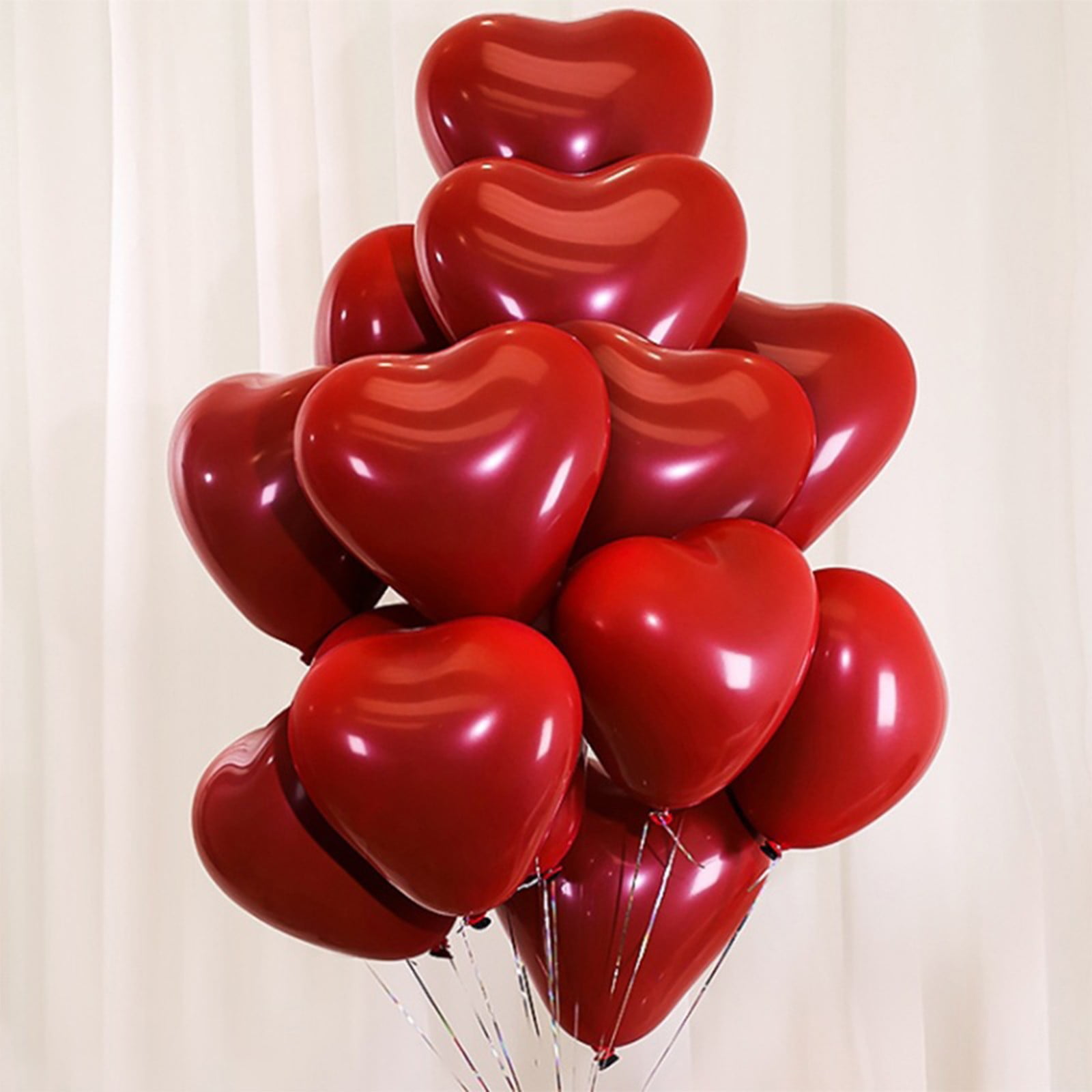 Valentines Day Decor 10-Inch Heart-Shaped Red Balloons, Latex Balloons for Valentine's Day, Wedding, Party, Birthday, and Celebration - 100 Pack