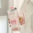 thumbnail image 1 of Valentines Day Decor 400ml Glass Water Cup with Handle Cover Glass Straw and Detachable Butterflys Decoration New Style-vlt-11, Clear, 1 of 8