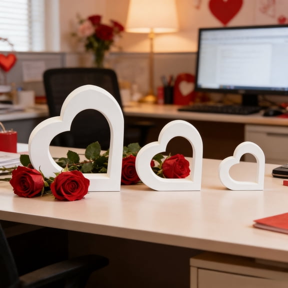 Valentines Day Decor-HEART Tabletop Sign-Classic White Black Valentines Decorations for Home Table Shelf Mantel Fireplace Wedding Party Supplies