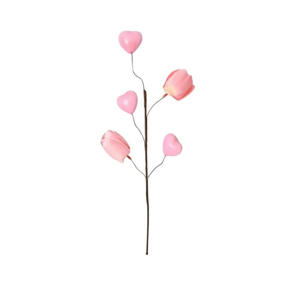 Valentines Day Decor Pink Heart Twig Bouquet, 35cm Tall Plastic Desktop Ornament for Home Valentines Day Gifts,Artificial Berries
