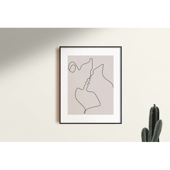 Valentines Day Decor Soulmate Couple Kissing Line Art Drawing Romantic Wall My Person Poster Boyfriend Poster, Unframed Poster Size 8x12