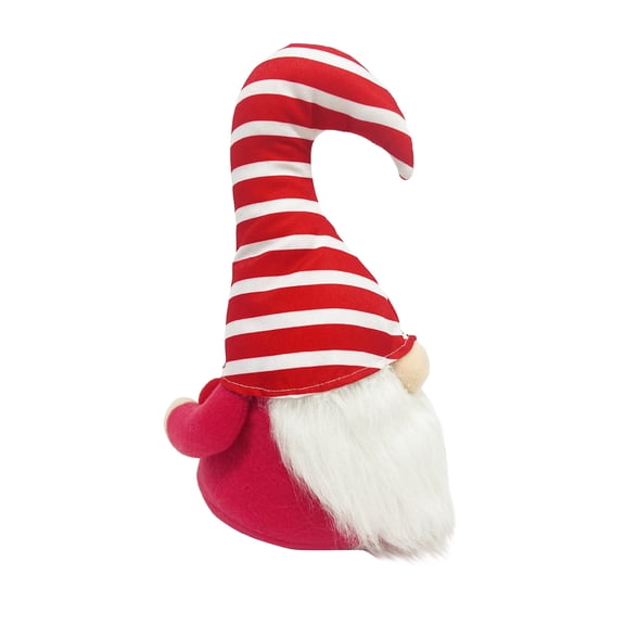 Faceless Gnome Plush Doll Ornament Handmade Stuffed Tomte with Striped Hat for Holiday Anniversary Tabletop Centerpiece Home Office Decor Red White