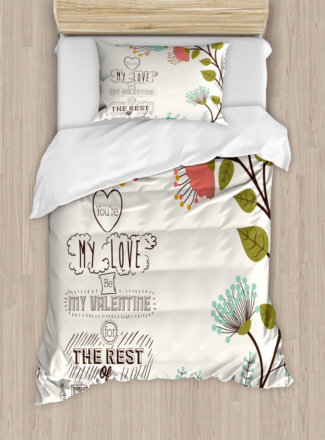 Valentines Day Decor Twin Size Duvet Cover Set, Valentines Day Romanic ...