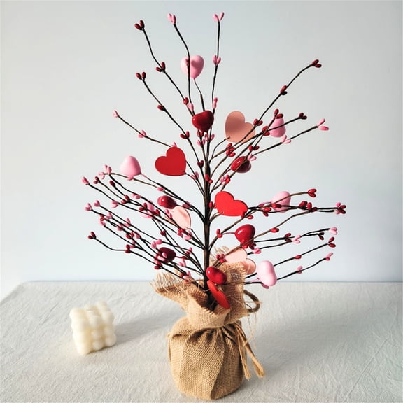 Valentines Day Decor, Valentine's Day Heart Table Tree Decorative, Artificial Tree Decor for Valentines Day Party Home Decor,Valentine Decorations, 1 Pcs, 17.72 Inches