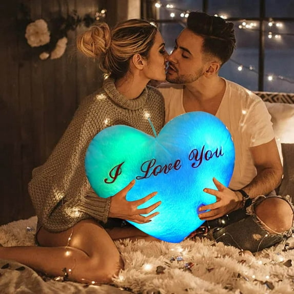 Valentines Day Decoration Colorful Luminous Love Pillow I Loveyou Confession Heart Shaped Pillow Home Decoration Valentine's Day Pillow Valentines Day Gifts