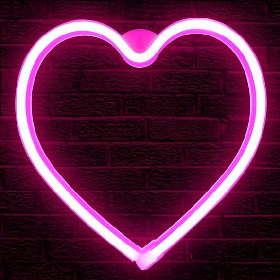 Valentines Day Decoration Heart Neon Sign Pink LED Lighted Heart for Wall Girl's Room Mothers Day Valentines Day Party Birthday Home Decor