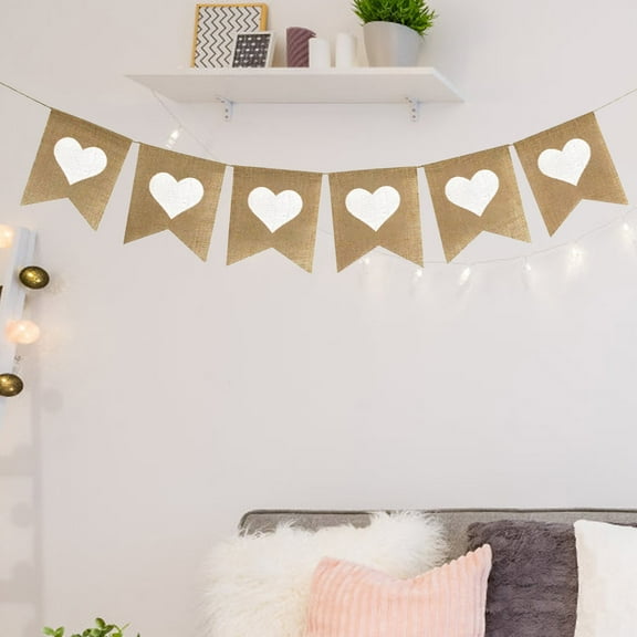 Valentines Day Decorations Clearance! Heart Shaped Banner Engagement Valentine's Day Flag Pulling Decoration Pull Flag*1 String
