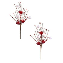 Valentines Day Decorations Clearance! Valentine's Day Heart Shaped Berry Bouquet Red and Artificial Berry Stems for Wedding Floral Arrangements A Valentine's Day Pink Heart Flower*2