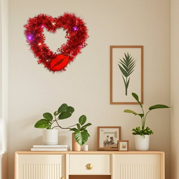 Valentines Day Decorations Clearance! Valentine's Day Luminous Garland Ornament Kiss Me Lips Love Garland (With Light)