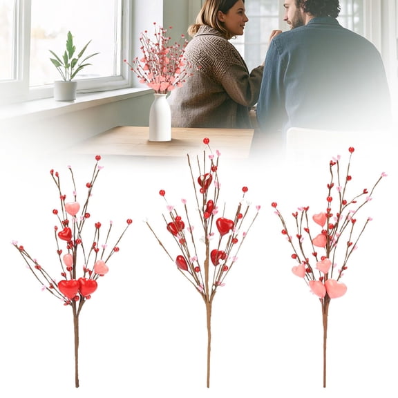 Valentines Day Decorations Clearance! Valentines Day Decorations Valentines Day Flowers Artificial Valentines Day Picks with Red and Heart for Valentine's Day Anniversary Wedding Ornaments A Fake
