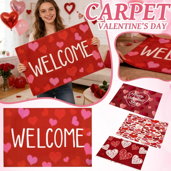 Valentines Day Decorations Doormat 16x24 Inch Red - Valentines Day Mat Decor for Indoor Outdoor Holiday Wedding Party Home Ornaments Spring Decor A