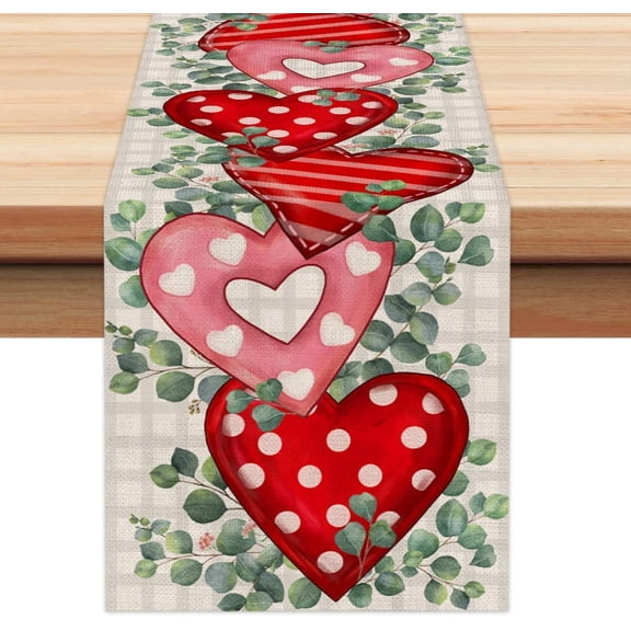 Valentines Day Decorations Greenery Eucalyptus Leaves Table Runner 13x72 Inches