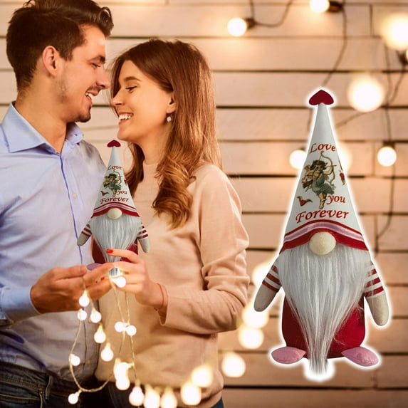Valentines Day Decorations, Handmade Scandinavian Tomte Gnomes, Love You Forever Valentines Gnome Doll Tiered Tray Decor, Plush Valentine Gnome, Sweet Valentines Day Doll for Him Her Kids Friends