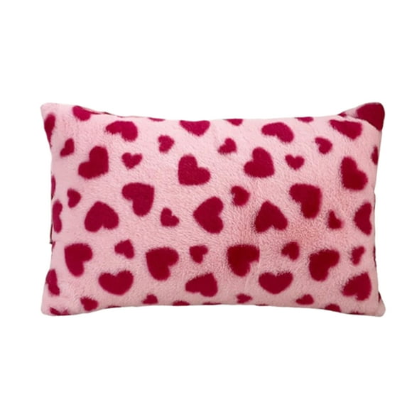 Valentines Day Decorations - Heart Print Pillow Cover with Hearts 12x20 Inch - Red Pillow Covers - Print Throw Pillowcase - Cushion Cover for Couch, Sofa, Bedroom, Living Room Decor Pink