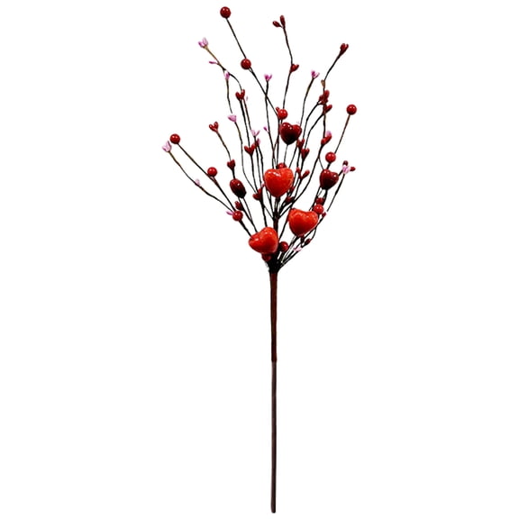 Valentines Day Decorations Heart Shaped Berry Spray Picks - 17.7 Inch Artificial Flexible Red Berry Heart Shaped Branches Gift for Wedding Home Table Centerpiece Vase Decor, 1Pc(Red,17.7x3")