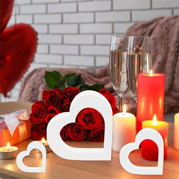 Valentines Day Decorations Heart Shaped Centerpiece, Standing Heart Decor for Desktop, Board Valentine Display Stand, Spring Home Decoration for Indoor Party Anniversary Wedding Decor A