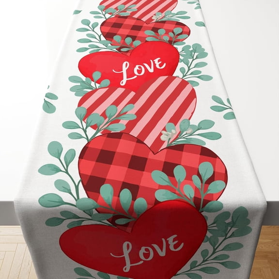Valentines Day Decorations - Heart Table Runner | Valentines Day Decor Party Supplies Favors - Galentines Day Decorations Holiday Tablecloth Banner for Home Kitchen Office