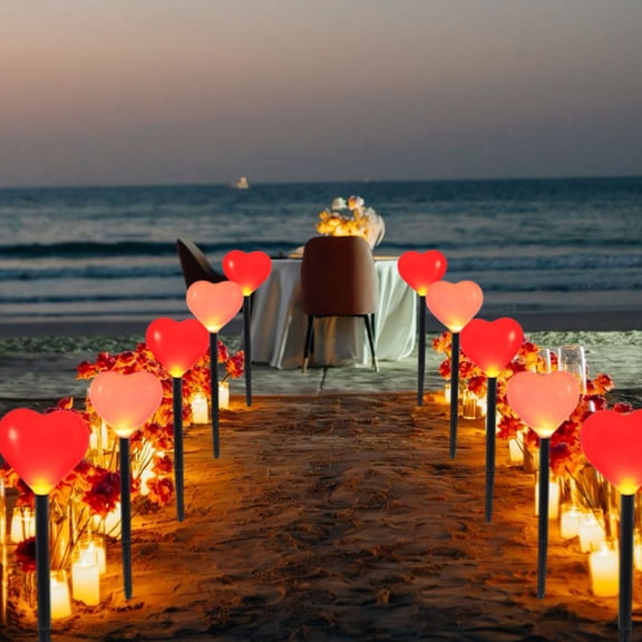 Valentines Day Decorations LED Solar Lights Valentine's Day Classic Shape Elementals Holiday Outdoor Garden Yard Decor One Tow Five for Office Home Party Valentine's Day Decoration