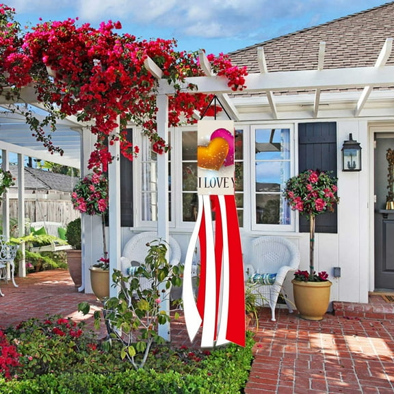 Valentines Day Decorations Outdoor Valentine Windsock 39 Inch Hanging Valentines Decorations Enduring Fade Resistant Wind Sock Flags for Valentine Party Festival Garden Patio Yard Décor