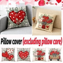 Valentines Day Decorations Pillow Covers 18x18 Inch, Heart Love Letter Print Decorative Throw Pillowcase, Red Cushion Cover for Couch Sofa Bedroom Home Decor Wedding Party Home Ornaments A